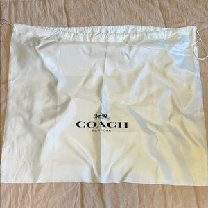 Coach White Drawstring Logo Dust Bag
